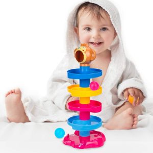 Juego Didáctico Bebe Torre Tobogán Mono Lanza Pelotas