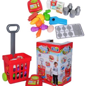 Set Juego Mini Market Caja Registradora Y Carro Juguete